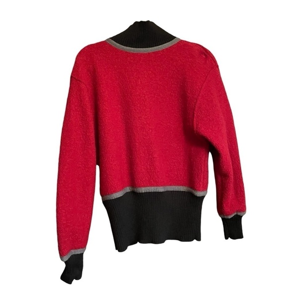 Tribal 100% Wool Sweater/Cardigan Size Medium Mock Neck-Large Buttons - Picture 4 of 10